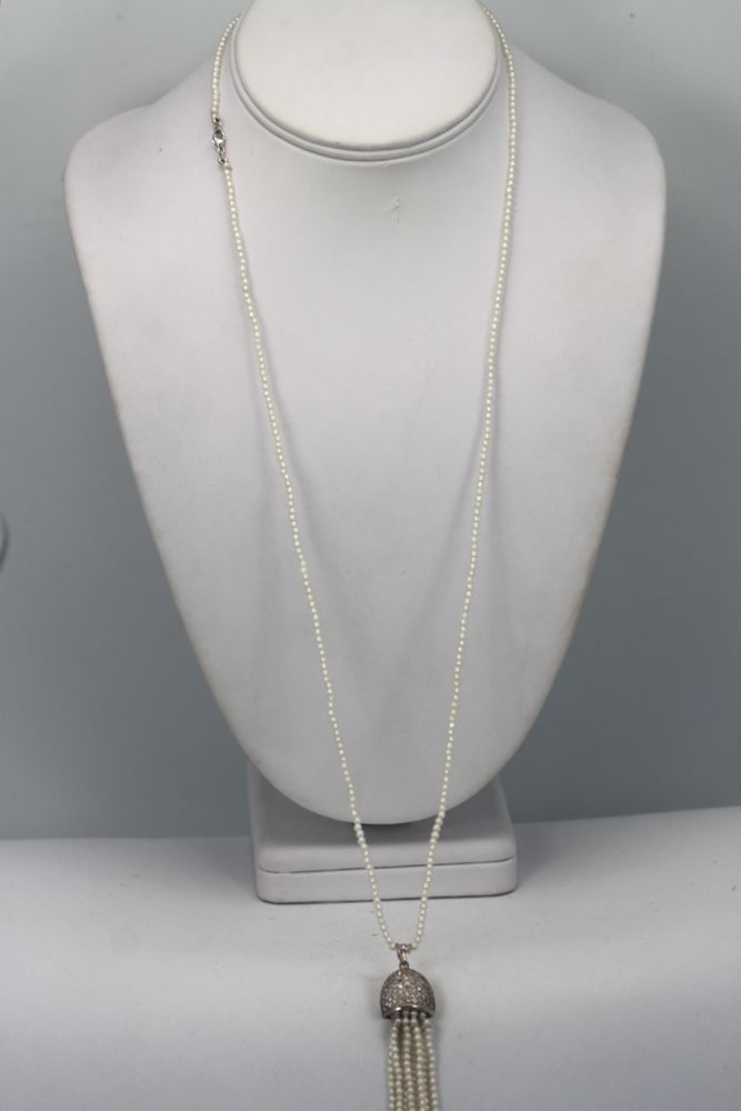 Natural Baby Seed Pearl Necklace With Pearl Tassel