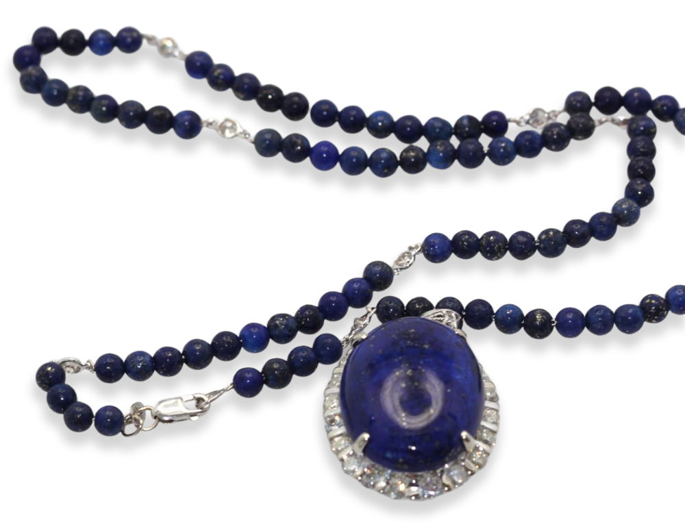 Lapis pendant with diamonds