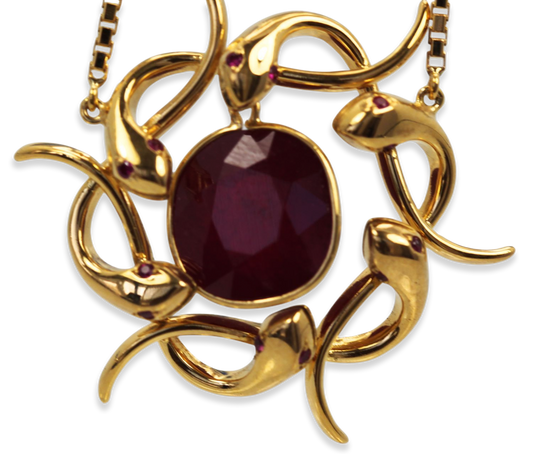 Retro Snake Wreath Pendant With African Ruby