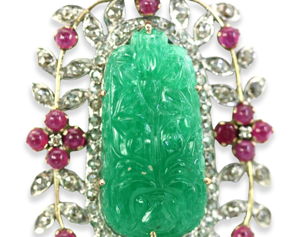 Antique Carved Chrysoprase Pendant
