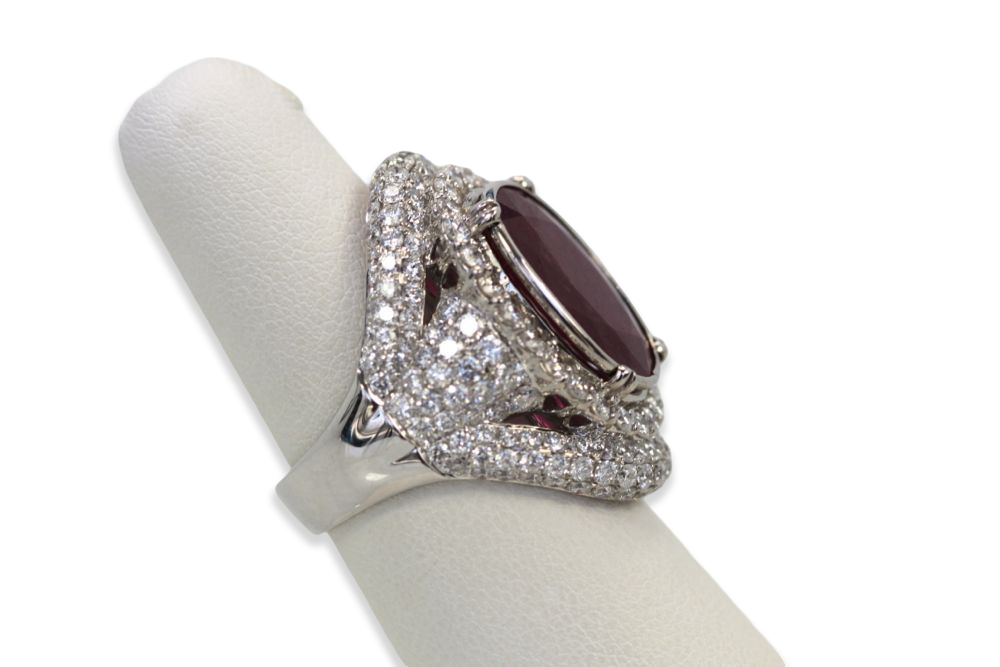 Ruby & Diamond Ring 18k White Gold