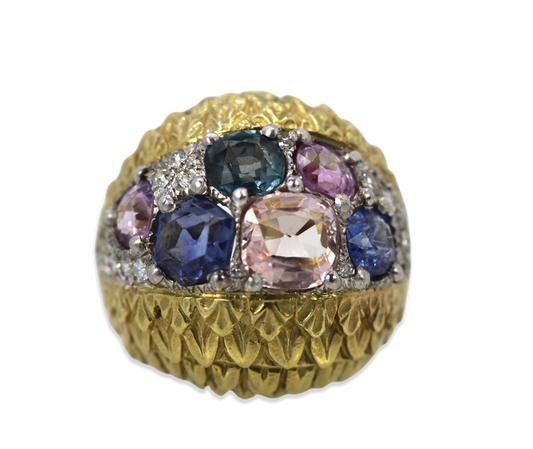 David Webb Fancy Sapphire Bombe Ring
