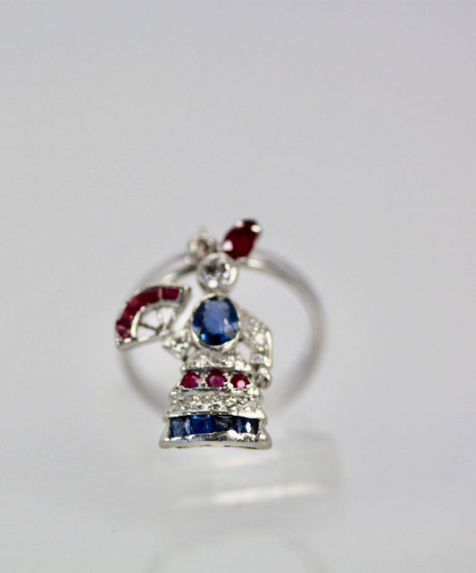 Art Deco Platinum Charm on Ring