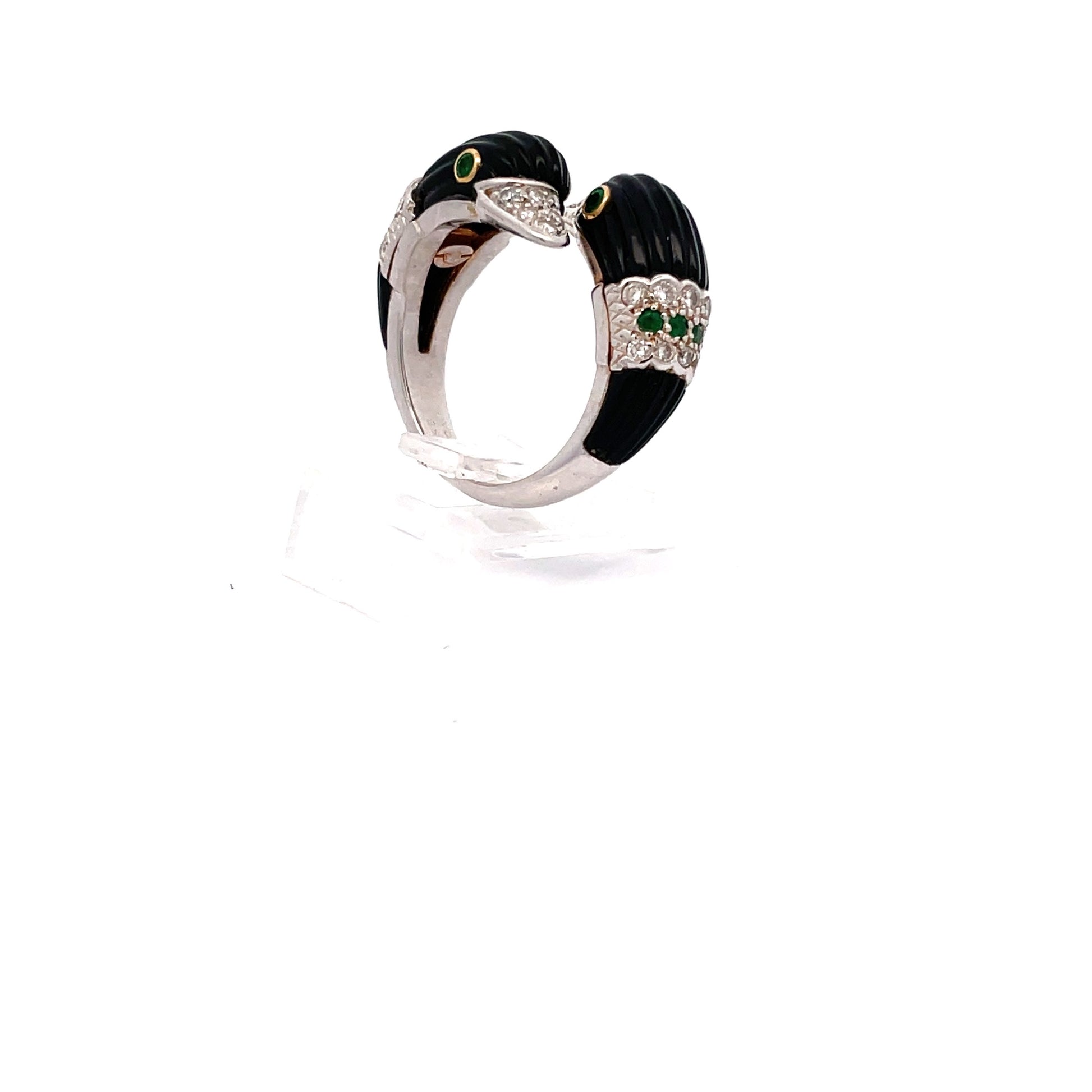 Van Cleef & Arpels Carved Onyx Double Swan Ring