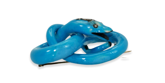 Victorian Enamel Diamond head Snake Brooch