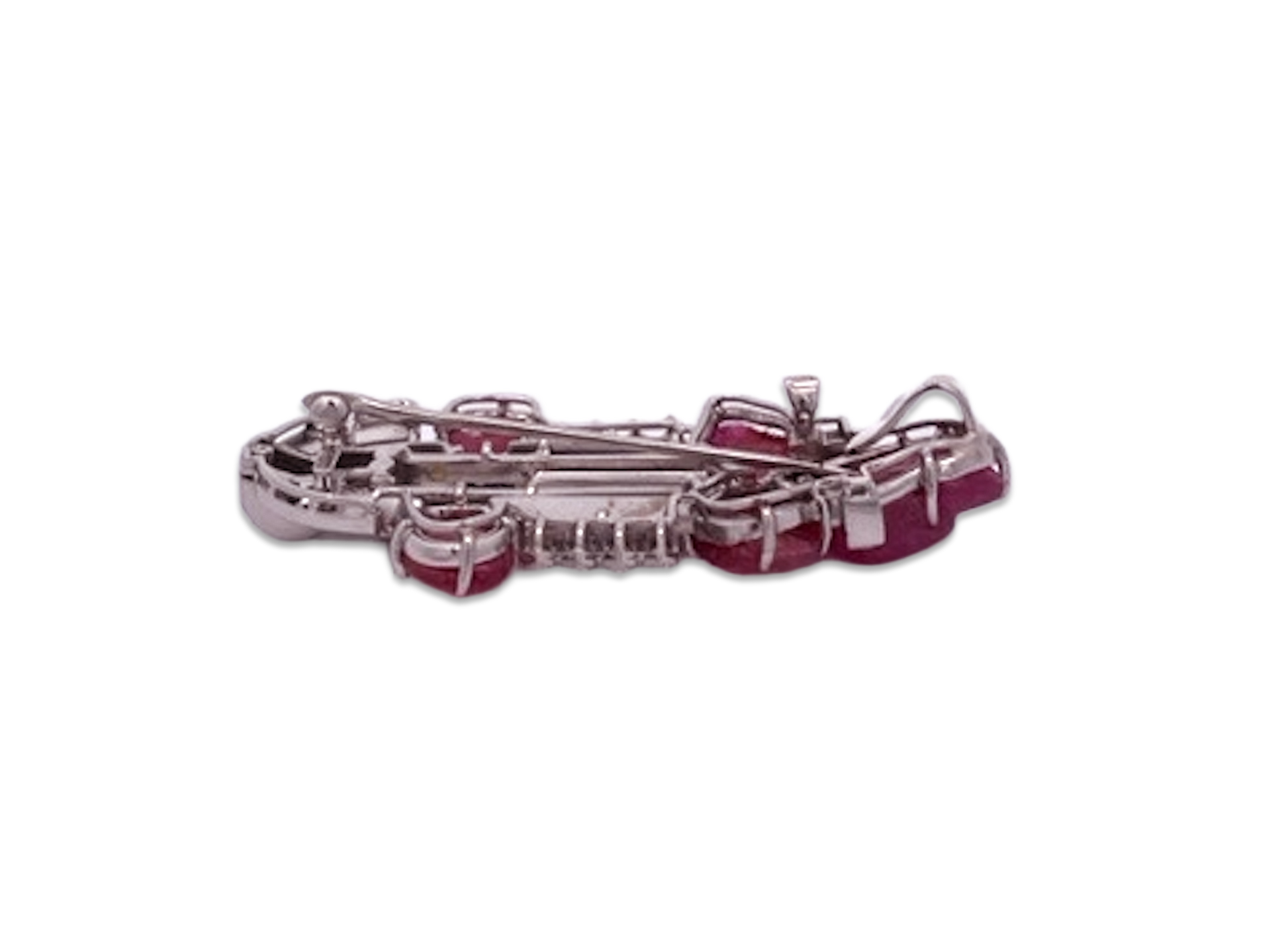 Art Deco Carved Ruby & Diamond Brooch