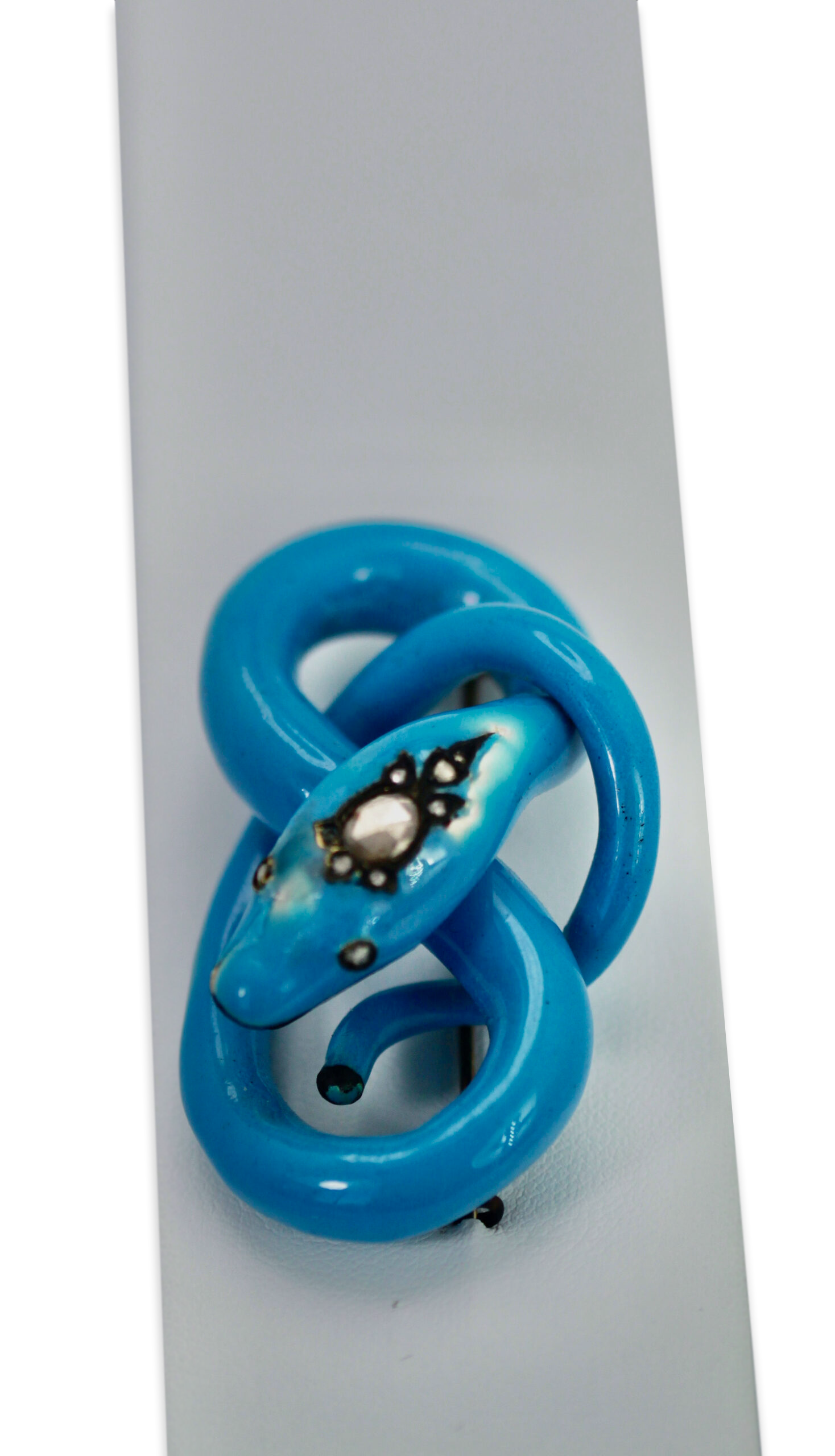 Victorian Enamel Diamond head Snake Brooch