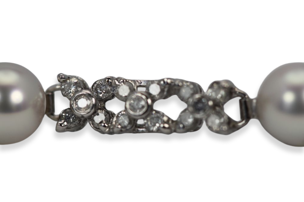 Estate Akoya Pearl Bracelet With Diamonds