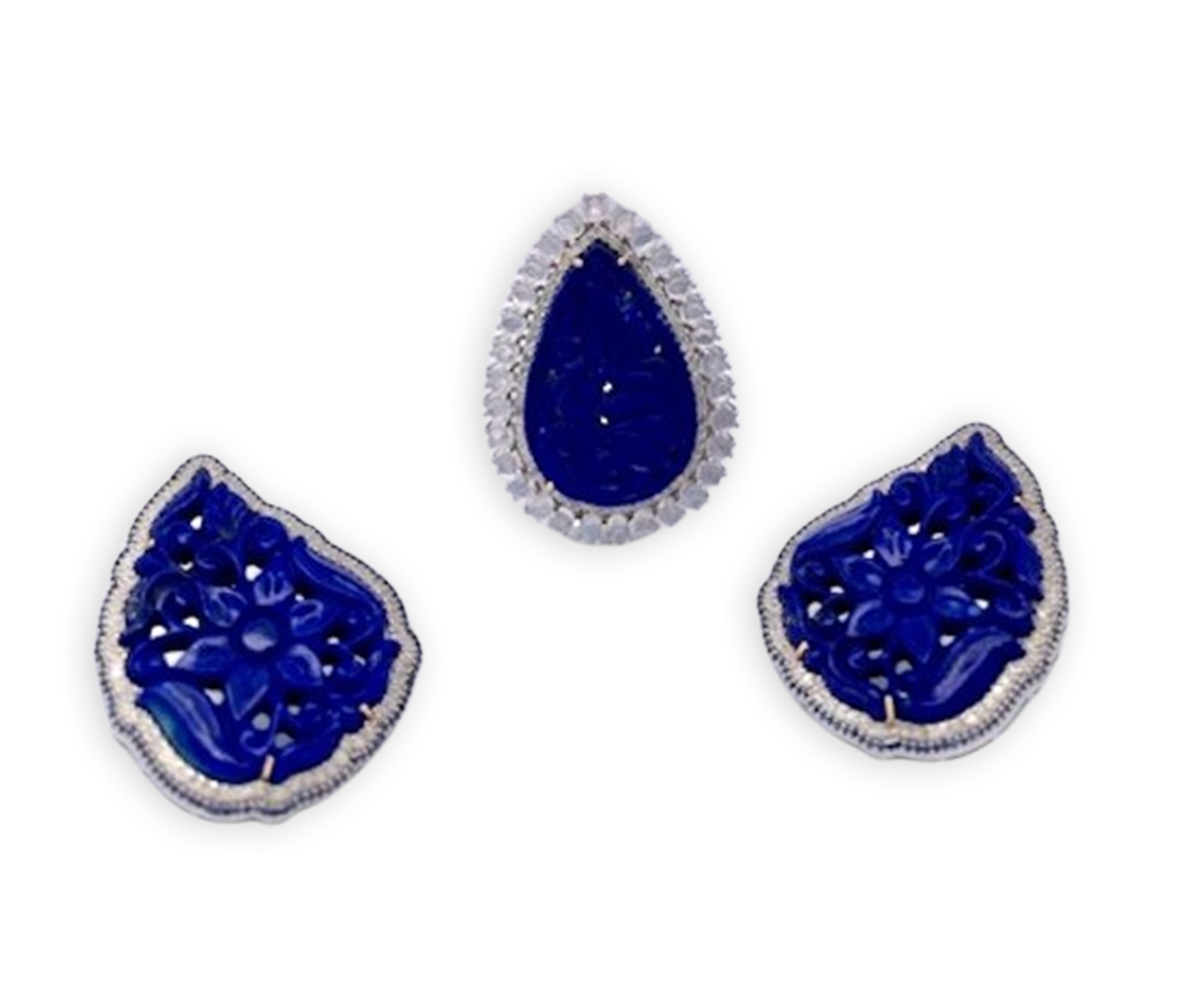 Carved Lapis Moonstone Ring