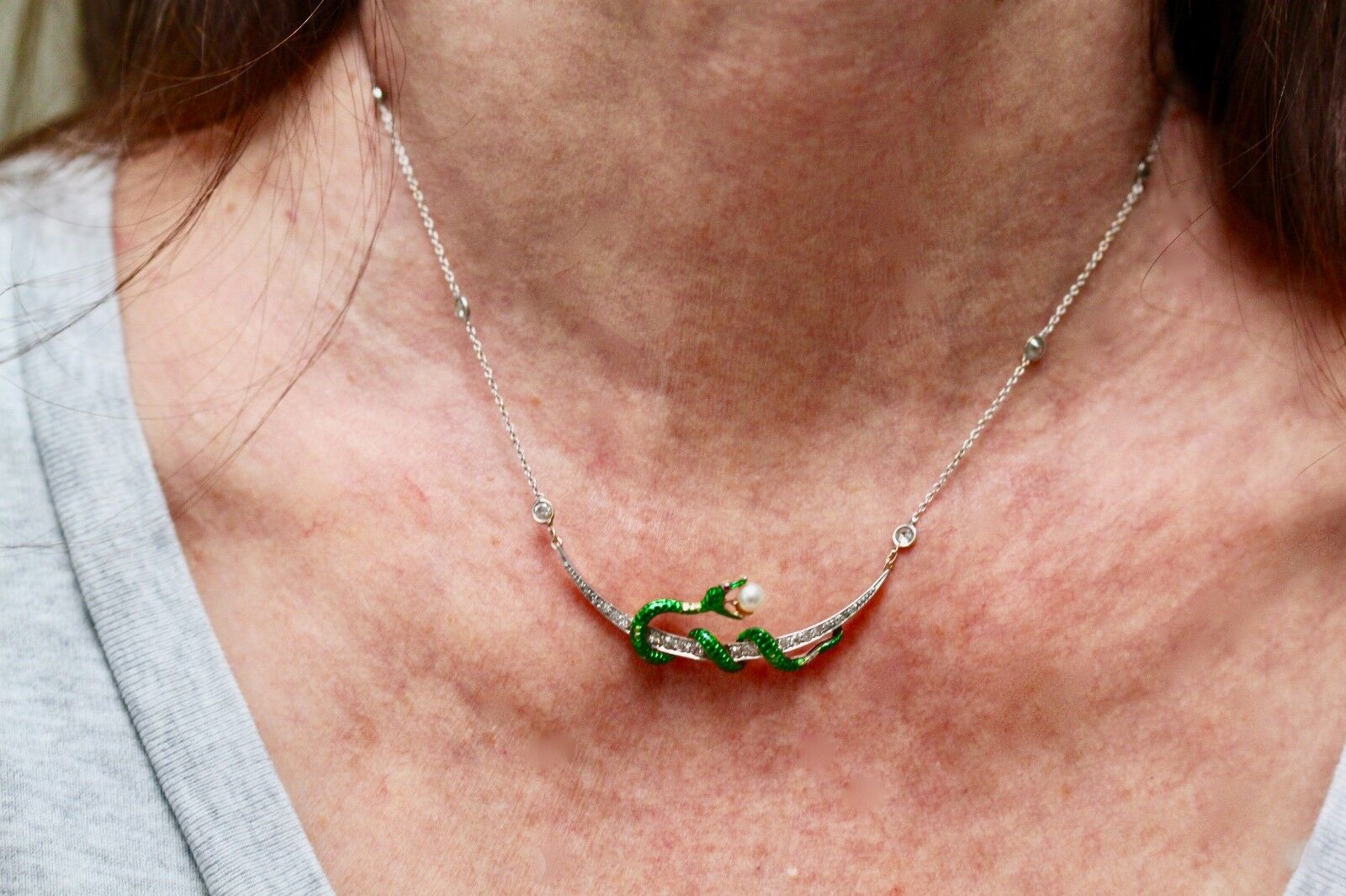 Snake Pendant with Diamond Chain