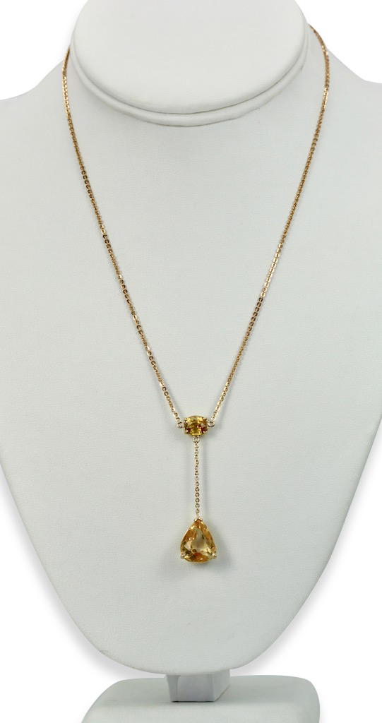 Citrine Double Drop Necklace in 18K Gold