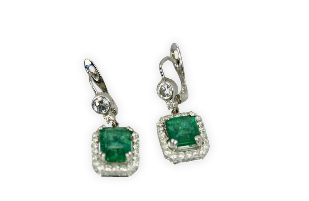 Emerald Diamond 18K Earrings