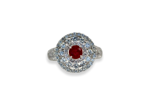 2 Carat Diamond Target Ring Ruby Center