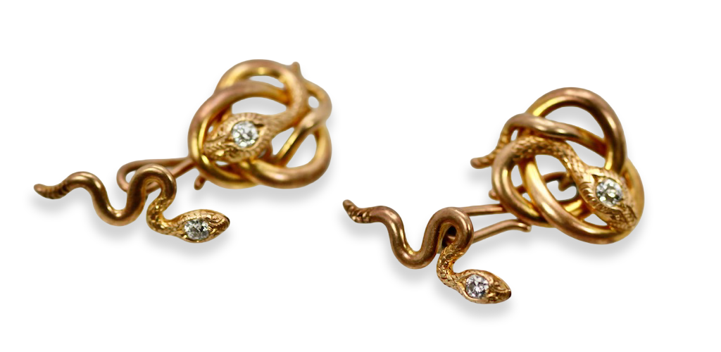 Snake Serpent Cufflinks 14K Yellow Gold