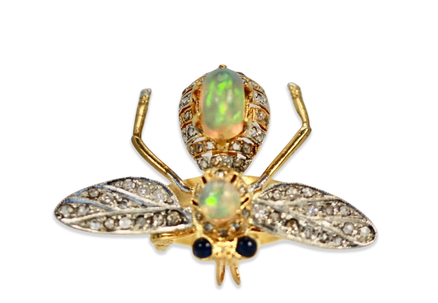 Articulated insect ring, opal