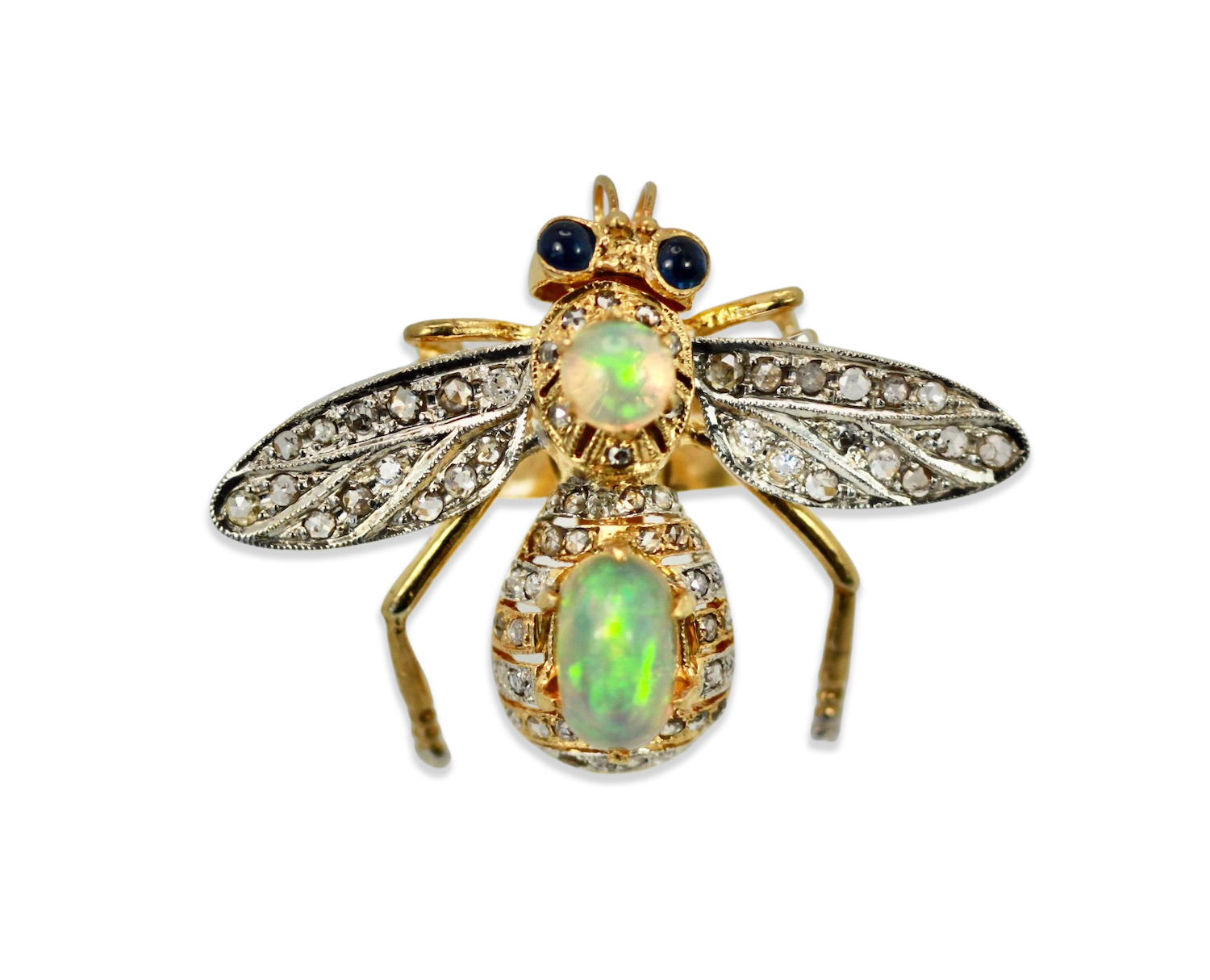Opal and sapphire bee ring