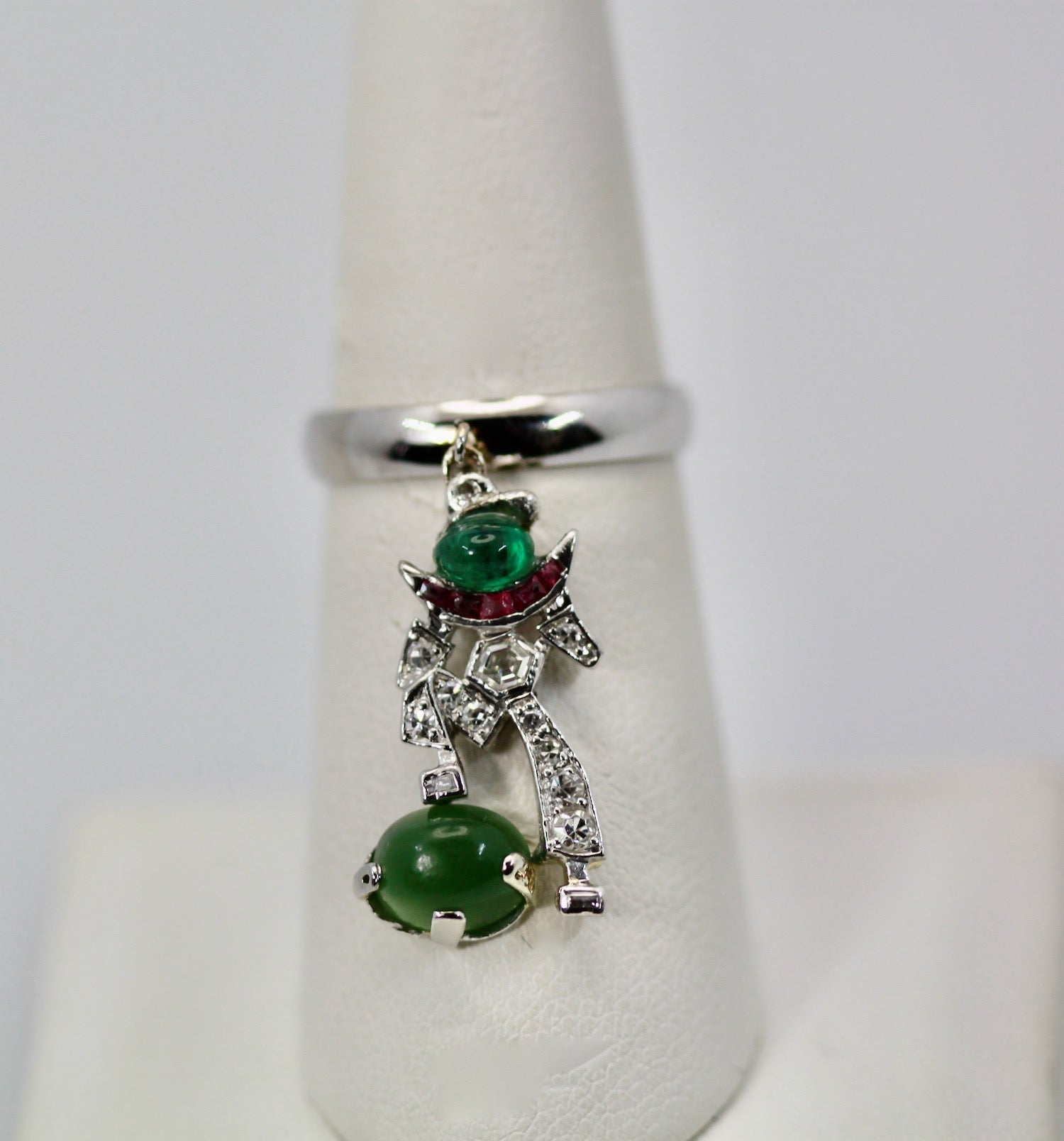 Art Deco Platinum "Melon Man" Charm Ring