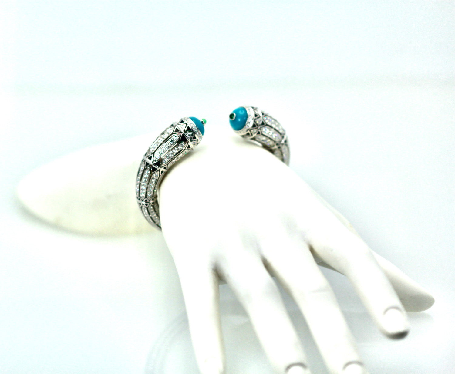 Cartier turquoise, enamel, and diamond Deco bracelet