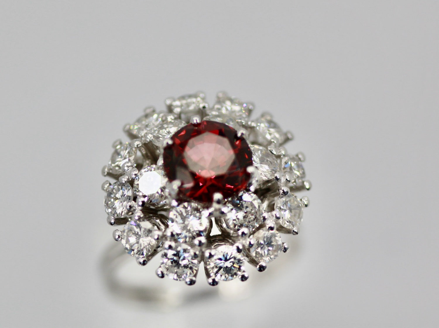Natural Garnet Rhodolite Diamond Ring