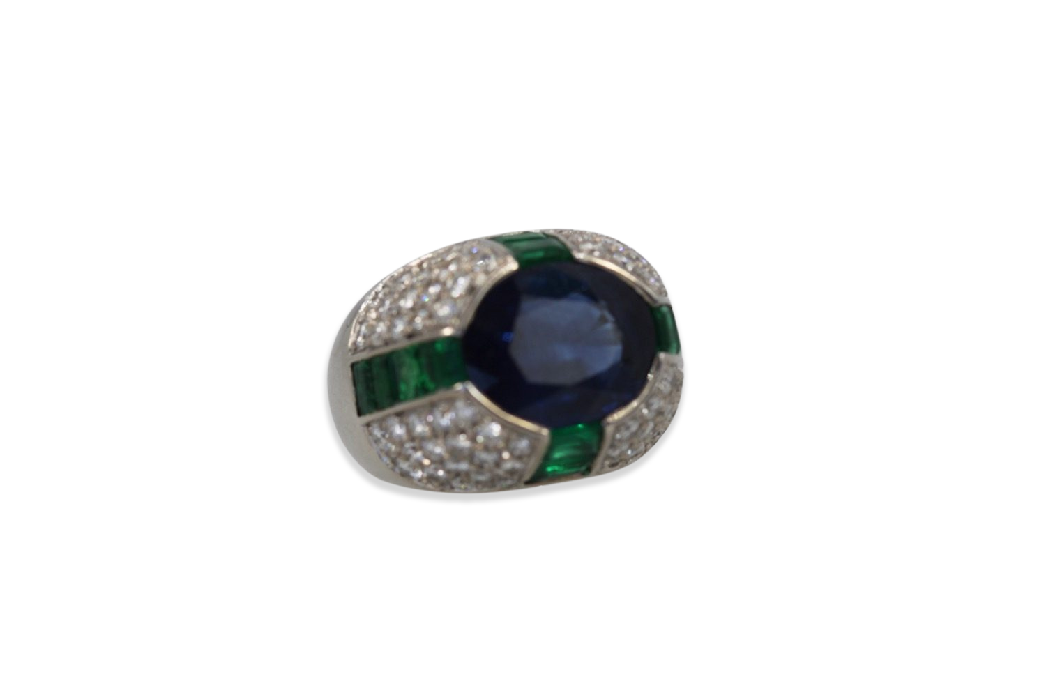 Bulgari Trombino Sapphire Emerald Diamond Ring
