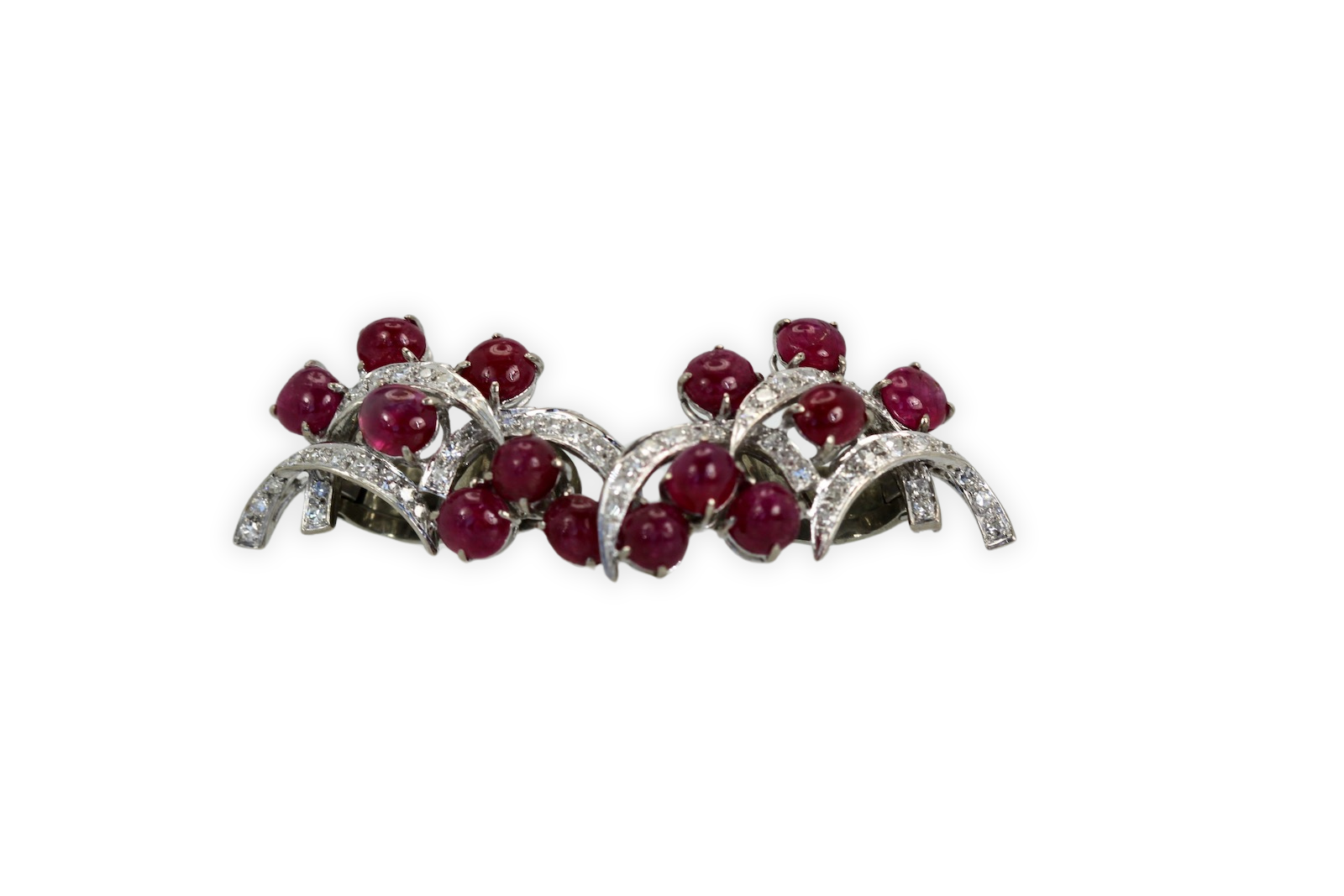 Burma Ruby Diamond Earrings 14K