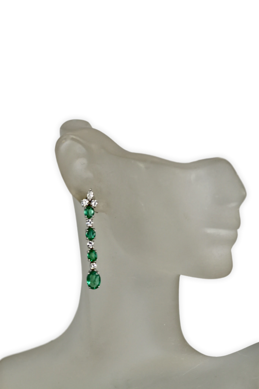 Emerald Drop Dangle Earrings 18K