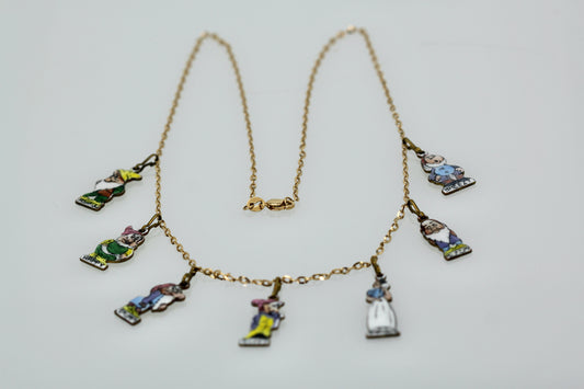 Gold necklace with Disney figures