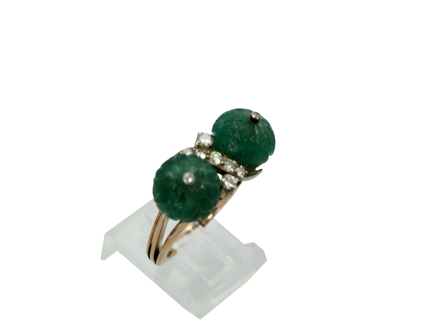 Double emerald ring with diamonds