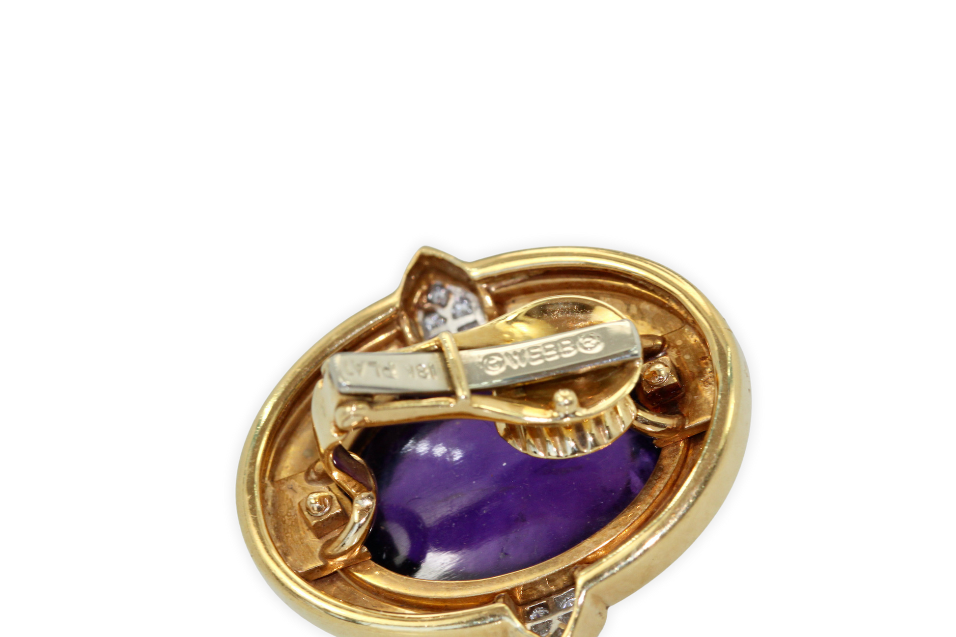 Amethyst cabochon earrings in gold