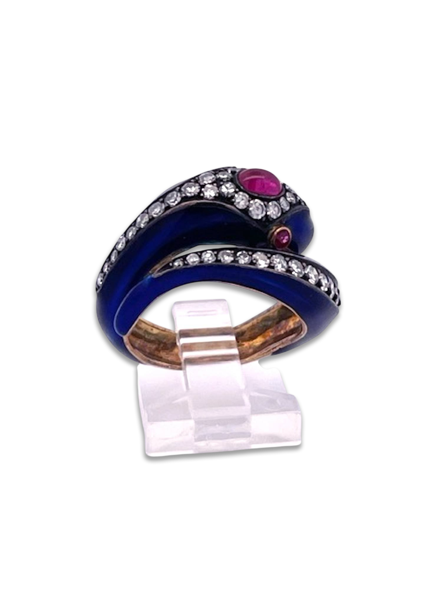 Unique 18K snake ring from 1800s with gems