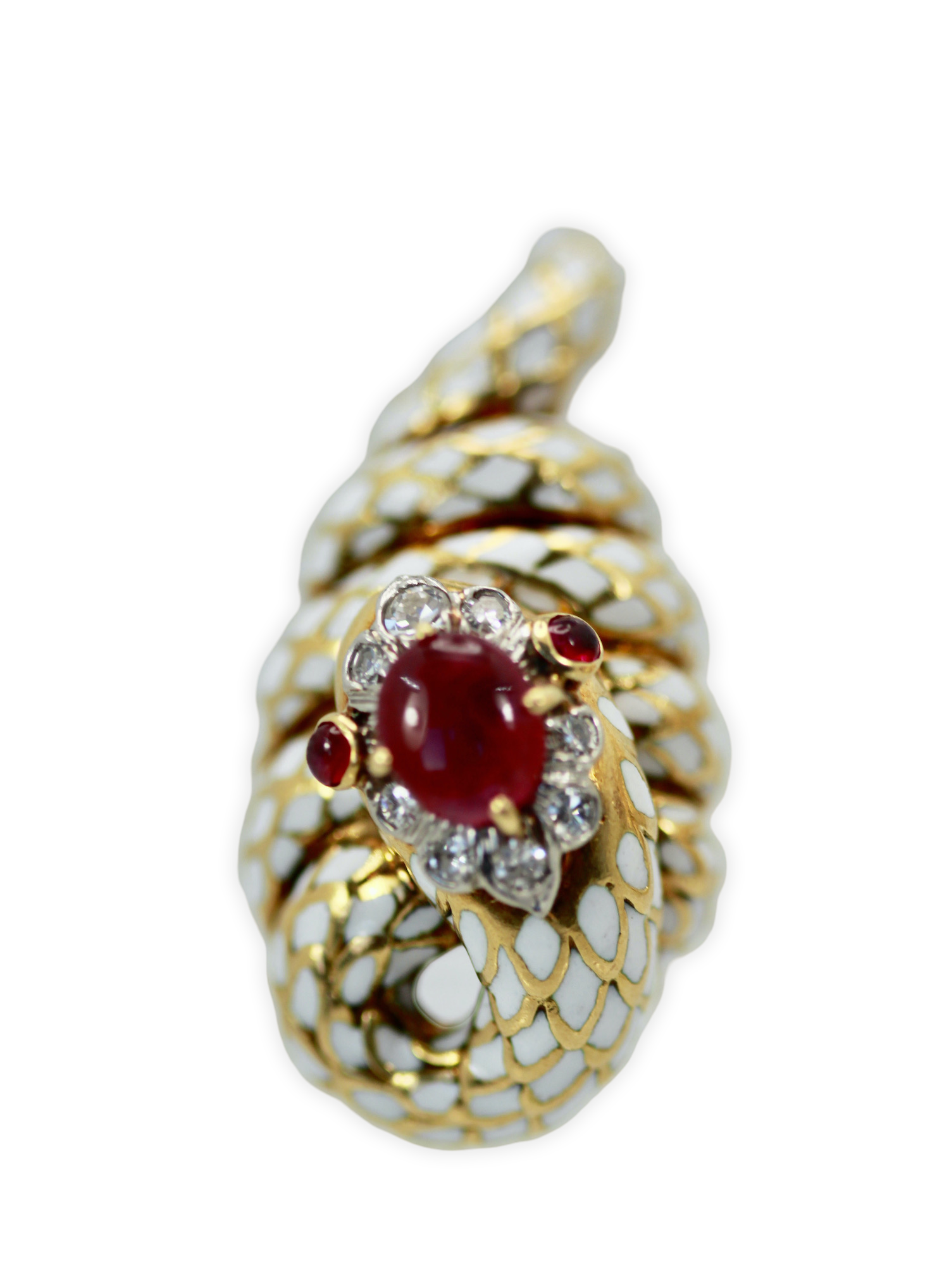 Snake earrings with rubies and diamonds