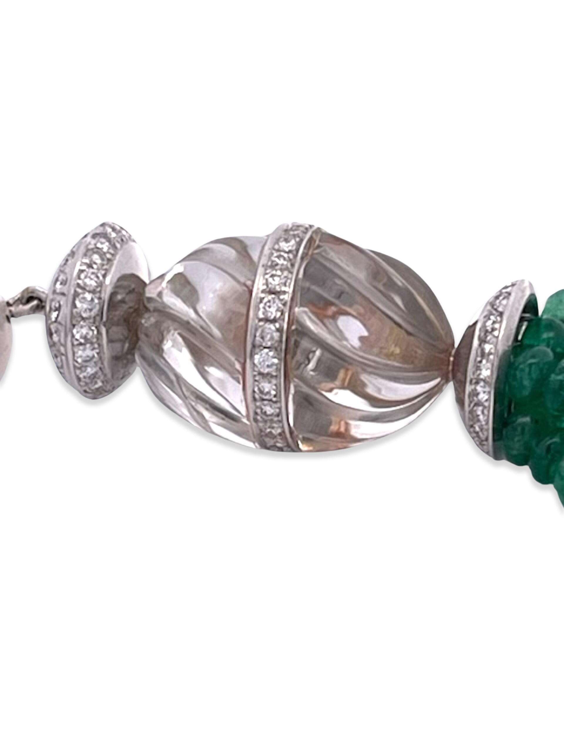 Pearl and Emerald beaded tassel pendant