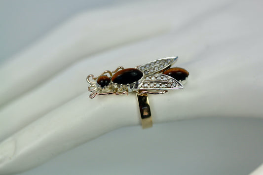 Tiger’s eye and pearl ring