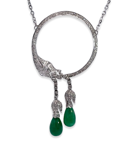 Emerald drop diamond brooch
