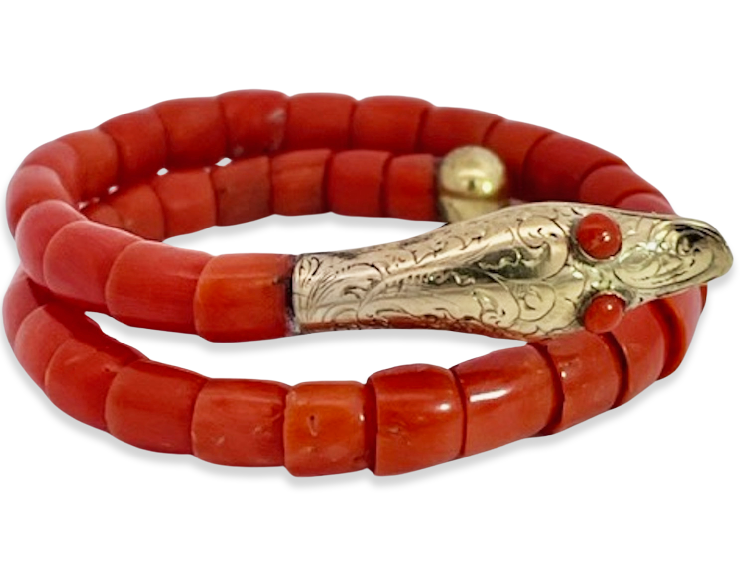 Snake bracelet with coral beads