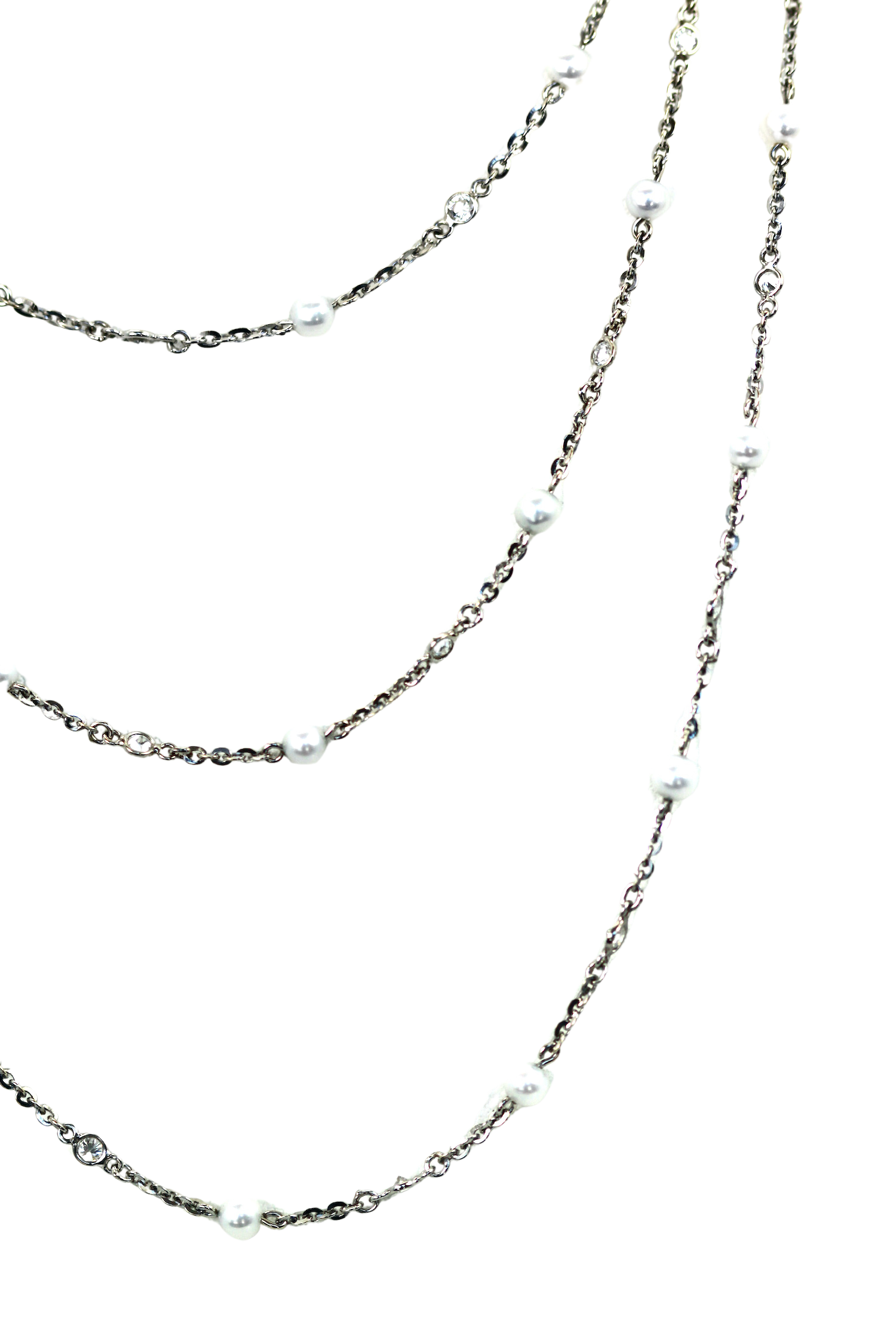Diamond and platinum long necklace