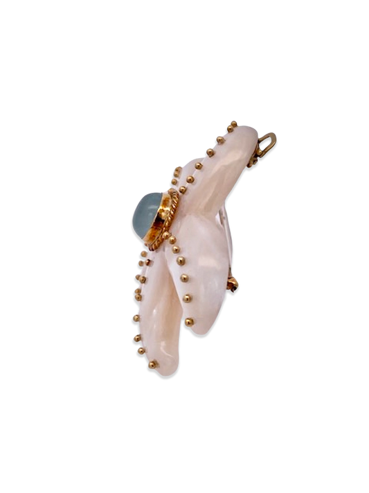 Starfish brooch necklace, 18K