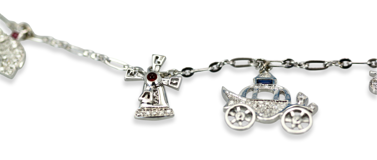 Deco Platinum Charm Necklace
