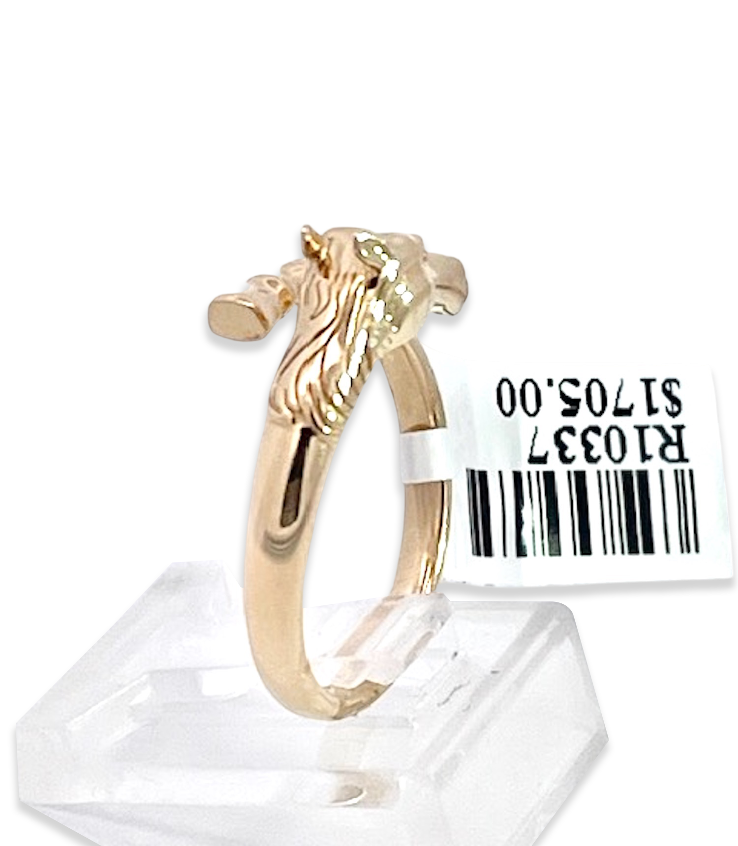 14K gold ring with horse detail