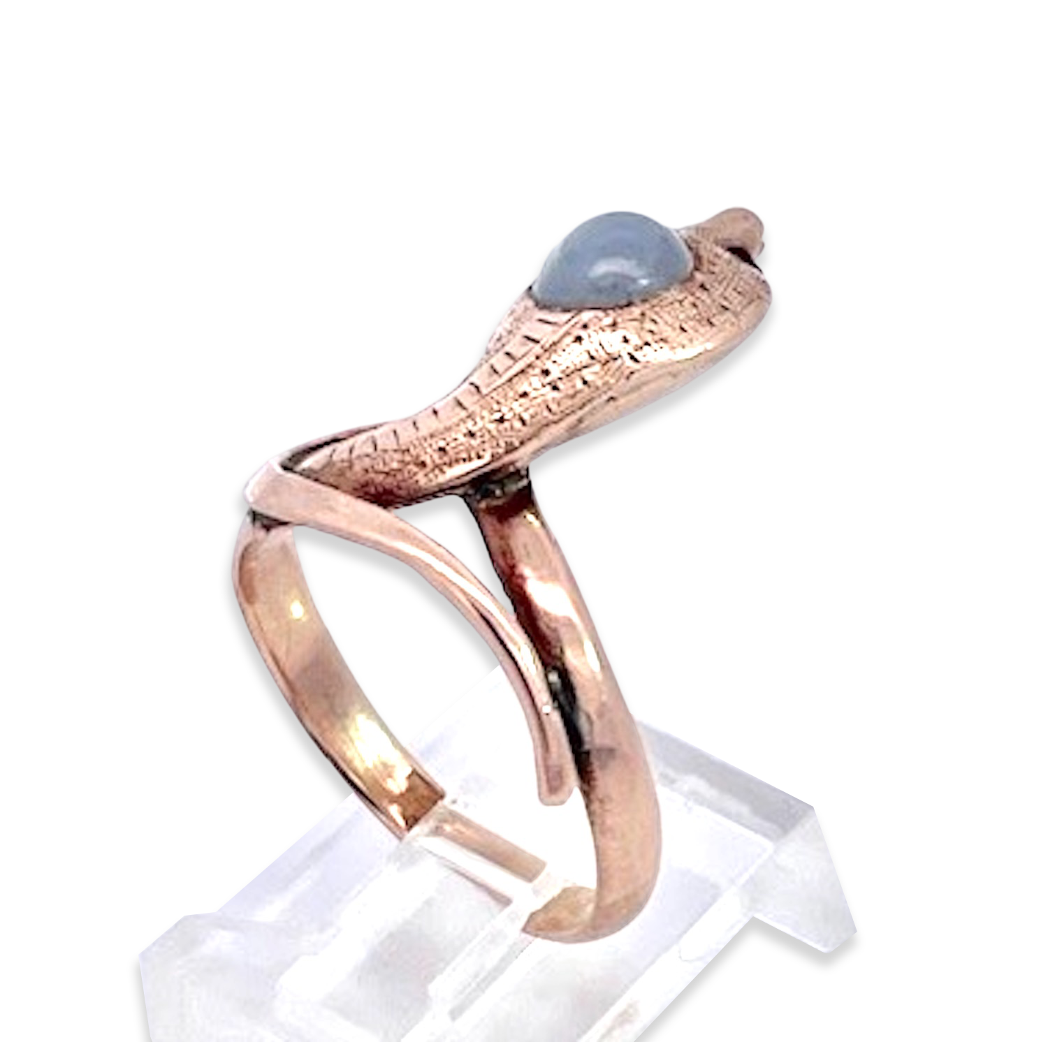 Gold snake ring with cabochon