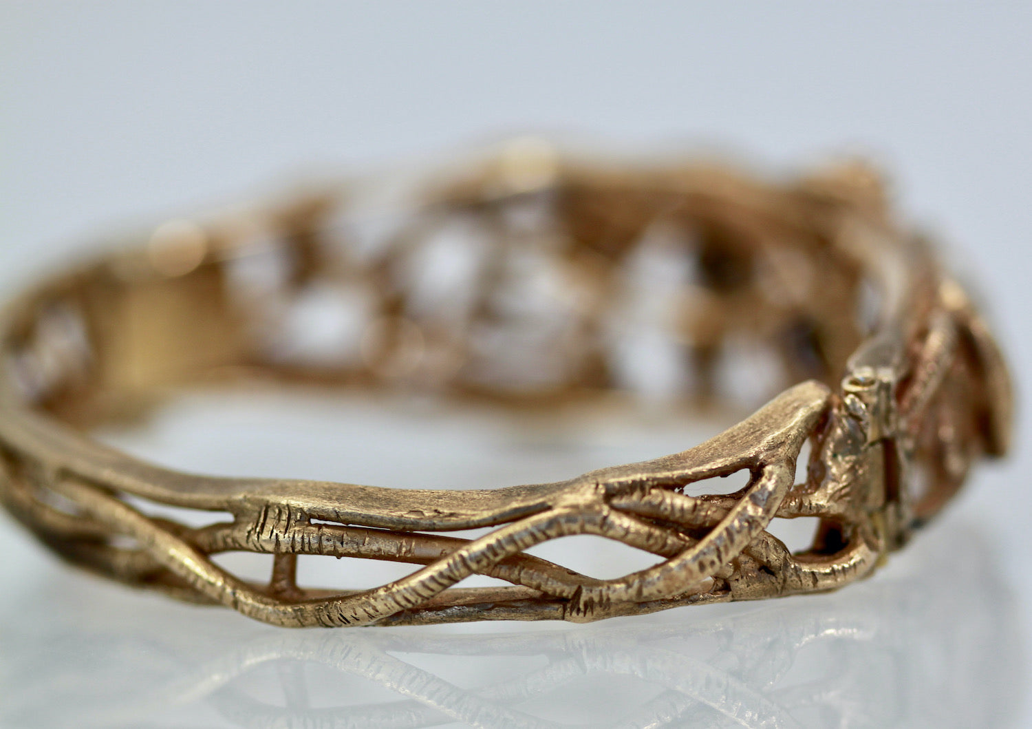 14K snake bangle, lapis detail