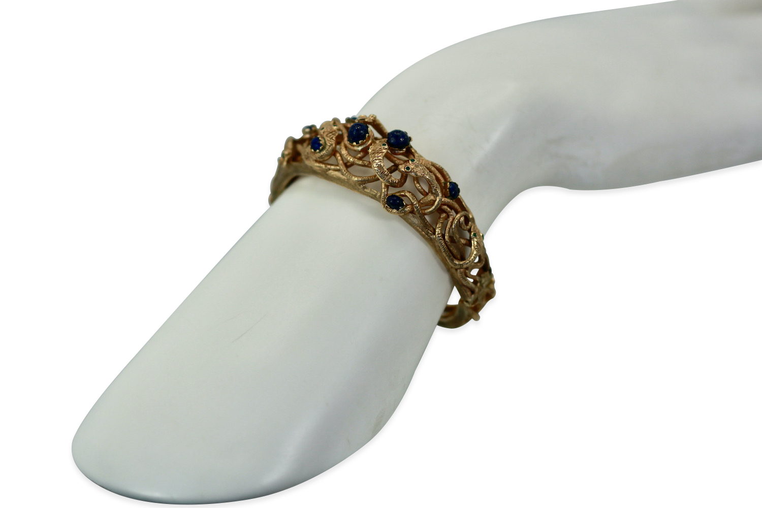 Snake motif bracelet with lapis