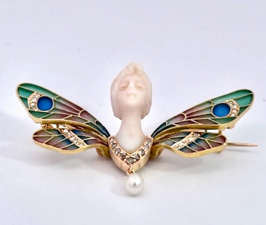 Plique-à-Jour Butterfly Brooch