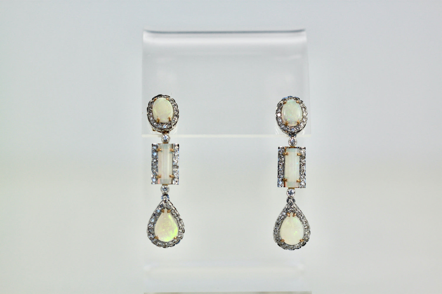 Opal Diamond 18K Drop Earrings