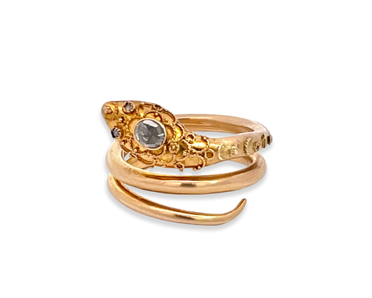 14K gold snake ring