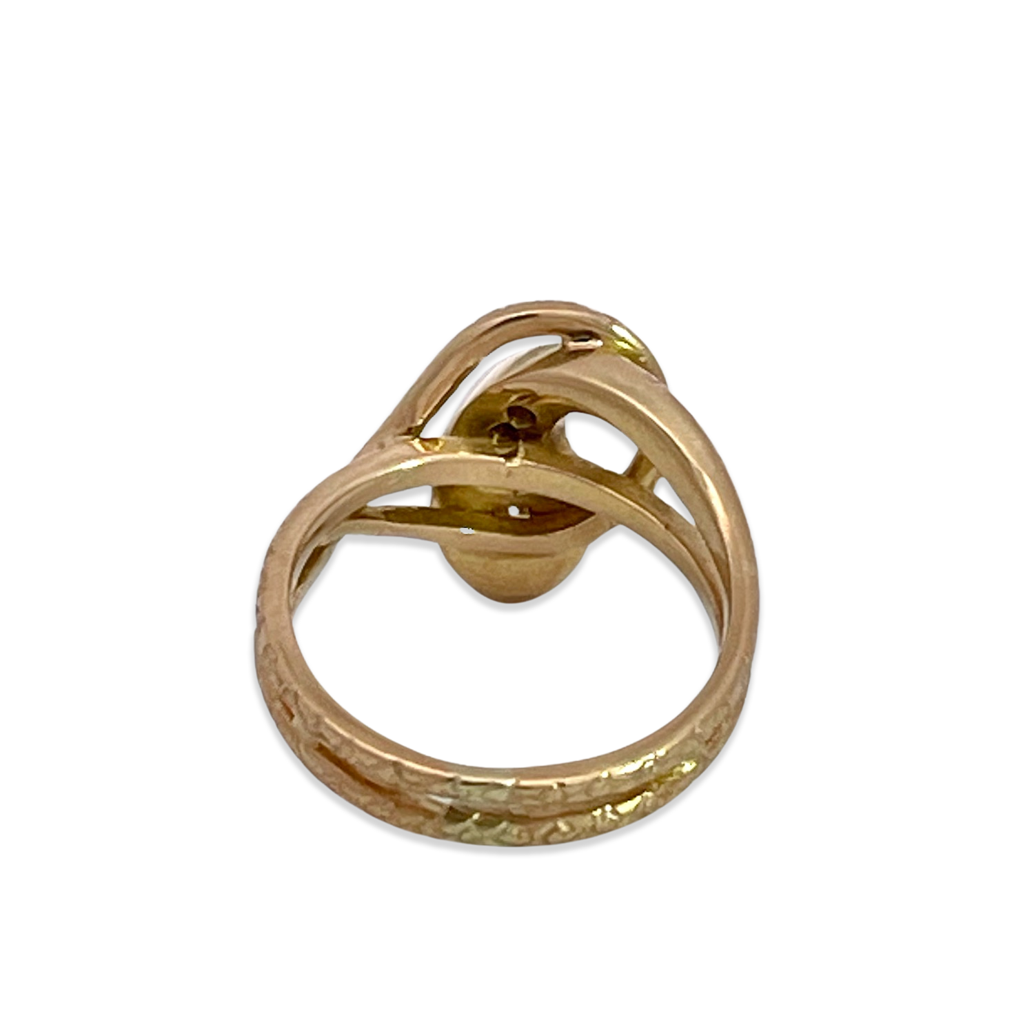 18K Coiled Snake Ring with Diamonds