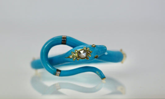 Victorian Diamond Enamel Snake Bracelet