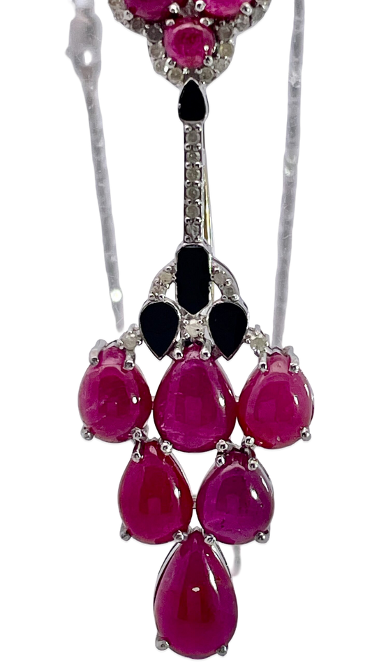 Diamond and ruby brooch
