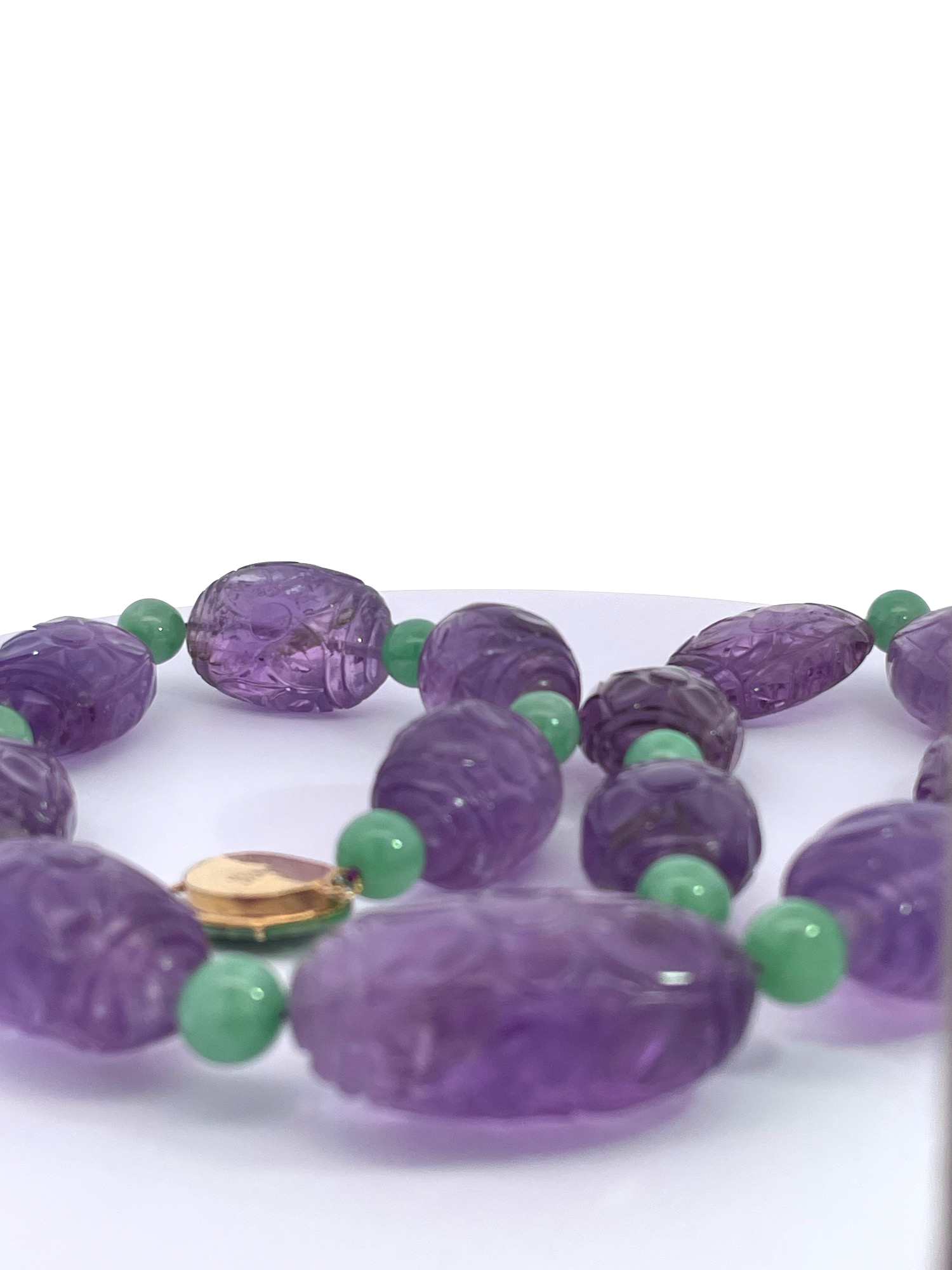 Purple Amethyst Necklace with Jade Accents