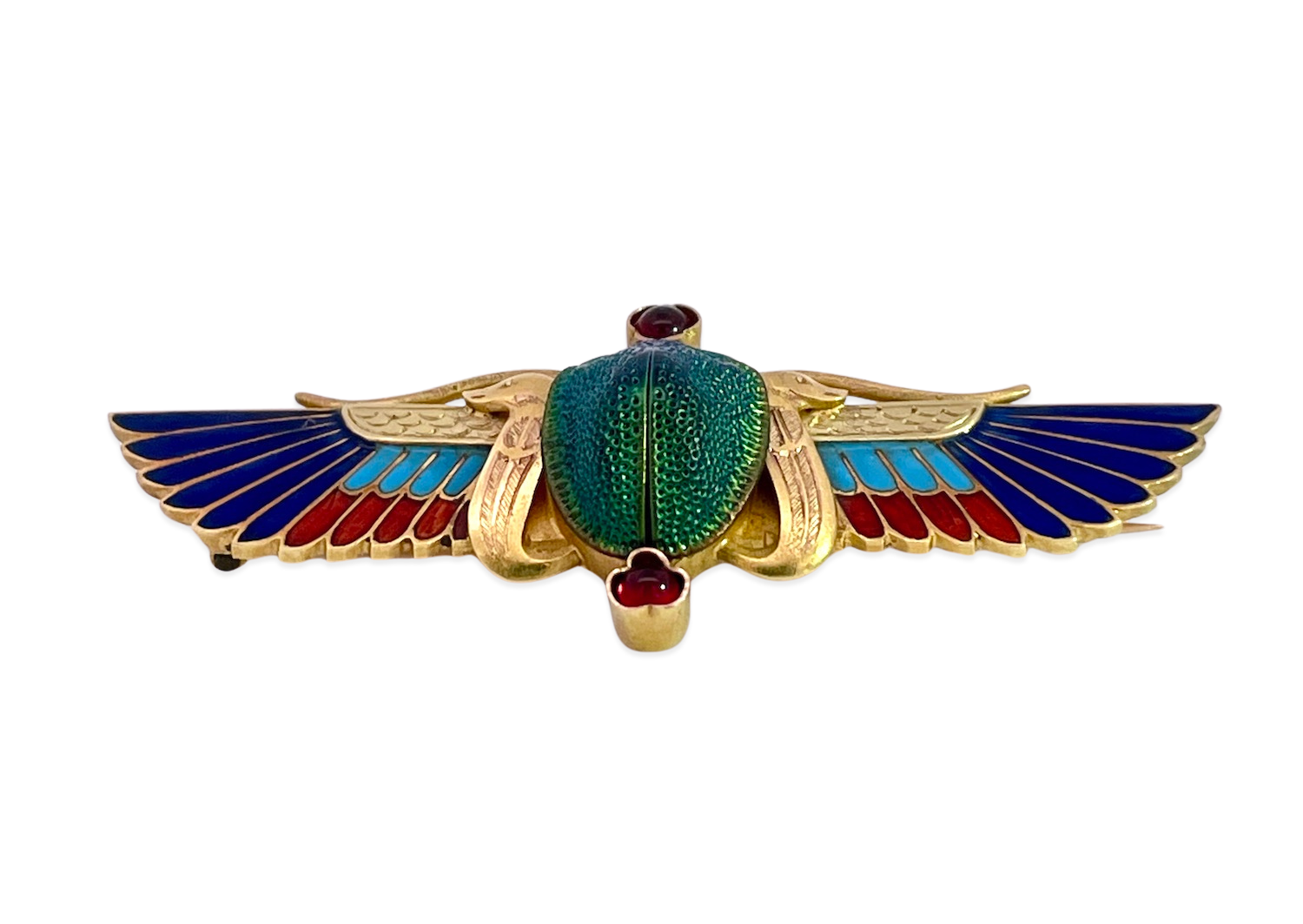 Guiseppe Parvis Scarab Brooch with Garnet and Enamel